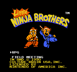 Little Ninja Brothers title screen for NES